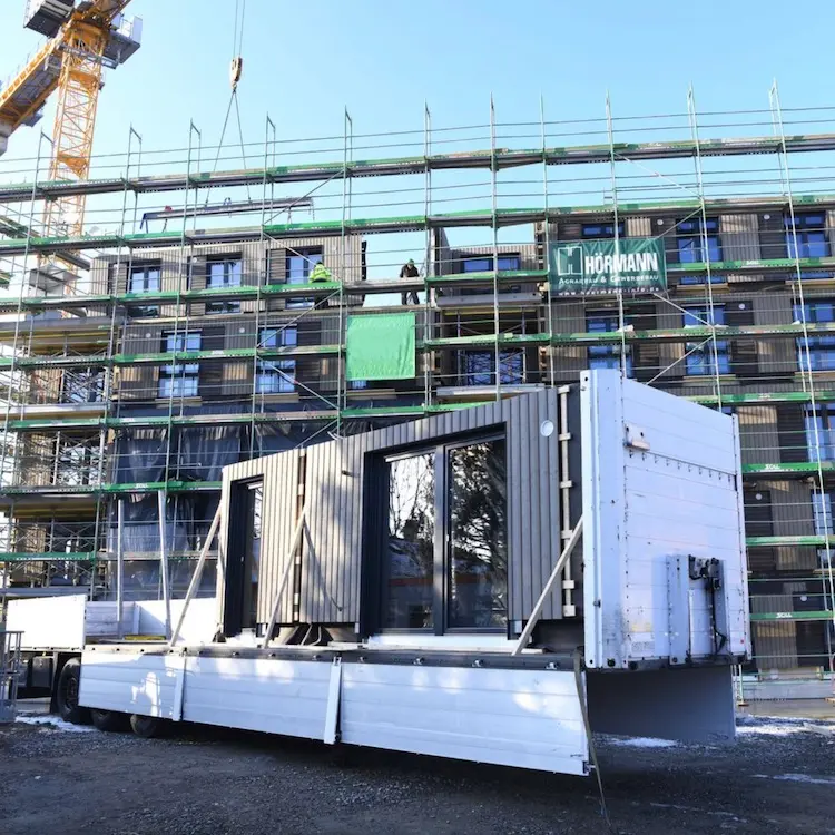 Baustelle Mehrfamilienhaus in Holz-Hybridbauweise 