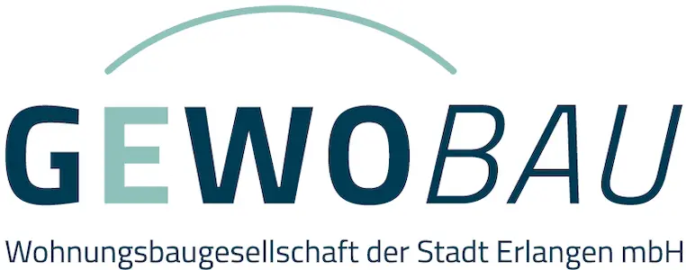 GEWOBAU-Logo mit dem Text „Wohnungsbaugesellschaft der Stadt Erlangen mbH“.