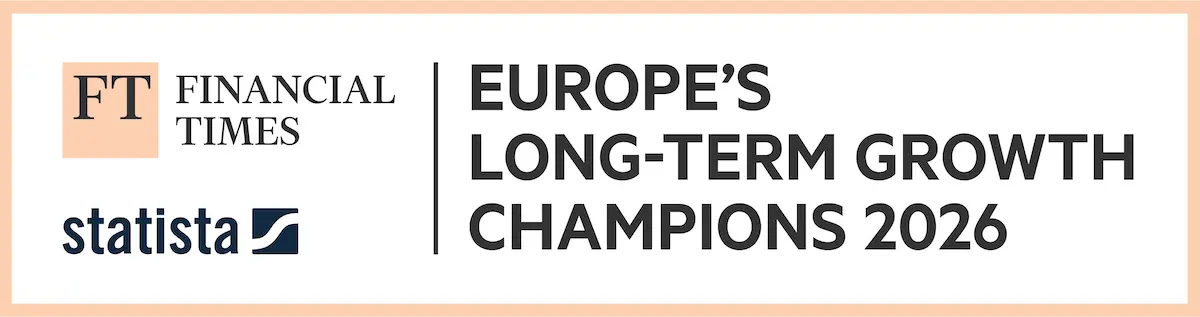 Financial Times und Statista Logos mit dem Titel 'Europas Langfristige Wachstums-Champions 2026'.