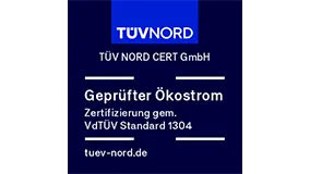TÜV NORD zertifiziertes Ökostrom-Logo.